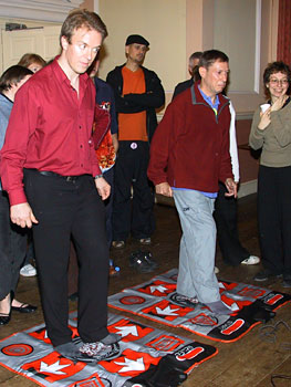 Carl and Brendan on the Dance Pads
