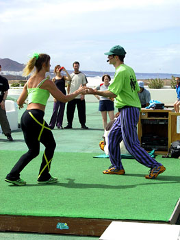 Andy and Rena teaching on the lawn