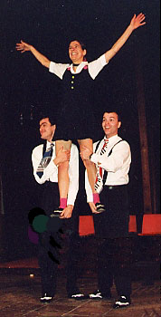 Peter, Lara, and Jason during a charity performance in Greenford, Middlesex, England (November 1999).